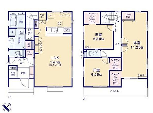 【3LDK】◆食洗機標準装備の対面キッチン
◆ウォークインクローゼットが3部屋に♪収納豊富な間取り
◆間仕切りを利用して4LDKに変更できます