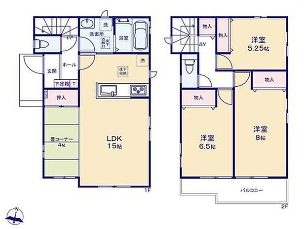【3LDK】◆家事動線がスムーズ♪まとまった水回り設計
◆リビングに和室が隣接した使い勝手良好な間取り
◆お部屋すっきり全室収納付き
