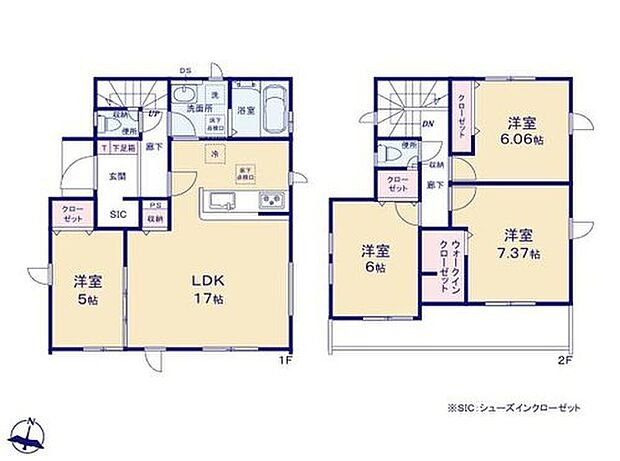 【4LDK】◆お子様の様子が一目でわかる対面キッチン
◆リビング隣に＋(1)室♪使い勝手の良い間取り
◆お部屋すっきり全室収納付き♪WICもあります