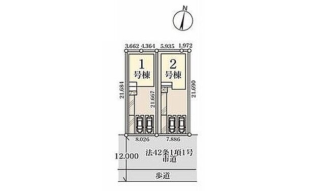 【全体区画図】◆蒲生南小学校まで徒歩6分
◆敷居t面積50坪以上◆カースペース並列２台
◆前面12ｍ道路で駐車も楽々♪
◆周辺は買い物施設も多く利便性◎
◆お車のアクセスも良好◆閑静な住宅街