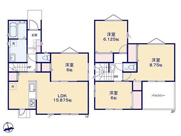 【4LDK】◆リビング広々15.8帖のLDK♪
◆キッチンにはゴミ出しや換気に便利な勝手口があります
◆お部屋すっきり全室収納付き