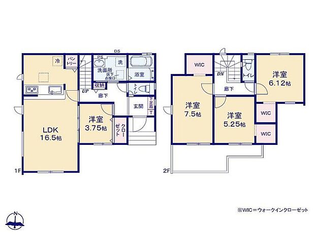 【4LDK】◆リビングが見渡せる対面キッチン
◆2階の3居室すべてにウォークインクローゼット付き
◆明るい全室南向き+南向きバルコニー