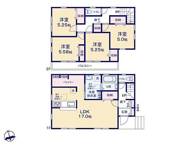 【4LDK】◆ゆったり広めのパウダールーム
◆キッチンには大型パントリー♪リビングが見渡せる対面キッチン
◆お部屋すっきり全室収納付き