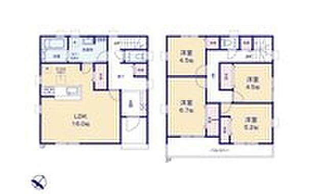 【4LDK】◆家事動線がスムーズ♪まとまった水回り設計
◆２階に４居室♪プライベートも重視した４ＬＤＫの間取り
◆明るい南向きのバルコニー♪