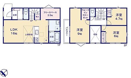 ◆16帖LDK×吹抜けで、開放感あふれる家族団らん空間
◆9帖主寝室にウォークインクローゼットを備えたゆとりの設計
◆フリースペース付きで、テレワークや趣味にも柔軟に対応 