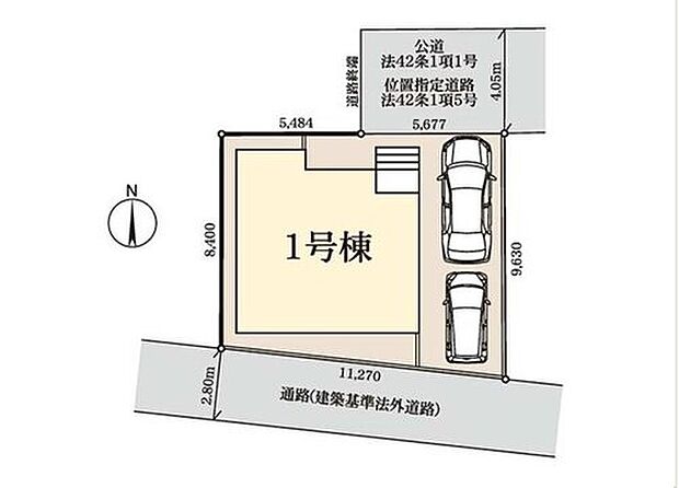 【全体区画図】カースペース車種により2台分確保!来客時やご家族の自転車置き場としても活躍しますね♪