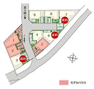 全邸敷地面積38坪超のゆったりとした街並み。前面道路は幅員約6.0mあり、室内に心地よい風や陽光を取り込みます。省エネ＆安全基準を満たした住まいです。 