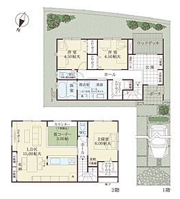 多目的に利用できる畳コーナーや、ウッドデッキや裏庭と繋がる玄関の土間スペースが特徴的な3LDKの住まい。土間収納やFCL、WICなど、ご家族に嬉しい豊富な収納が魅力です◎ 