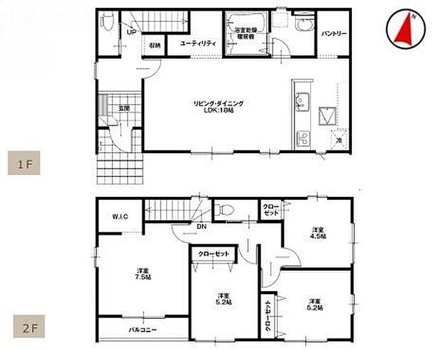 (1号棟)、価格2399万円、4LDK、土地面積198.3m2、建物面積107.64m2