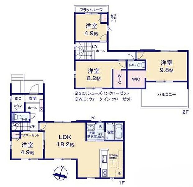 (1号棟)、価格2599万円、4LDK、土地面積201.68m2、建物面積105.55m2