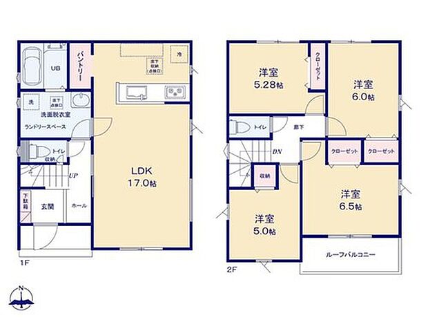 【4LDK】水回りがまとまった家事動線良好な4LDK!
2階に4部屋がまとまっているため、家族団らんの空間と、ご家族それぞれのプライベート空間の両立がしやすいです♪