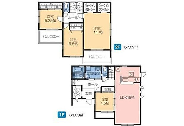 【4LDK】主寝室11帖には大容量収納の『ウォークインクローゼット』を設置！