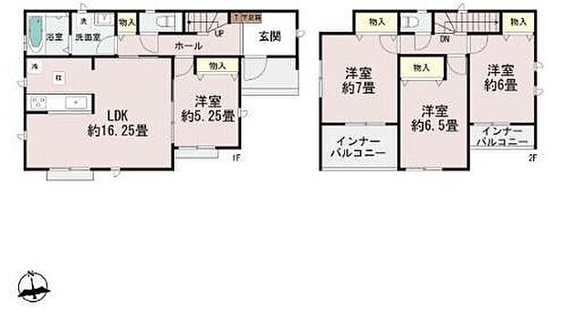 【4LDK】急な雨にも安心のインナーバルコニー♪
全室南向きで明るく開放的な間取り!