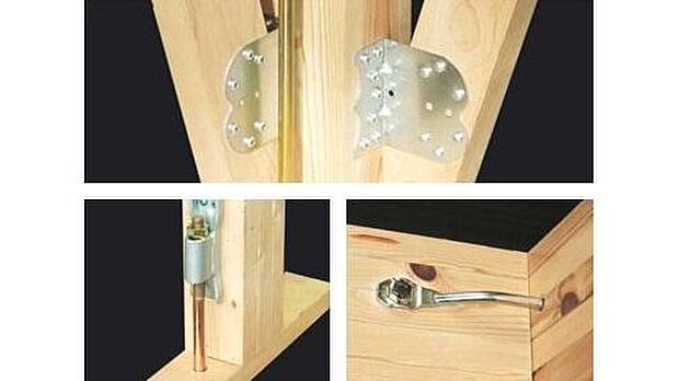 【【耐震金物】】接合部には「耐震金物」を採用。基礎・土台・柱など接合部ごとに適材適所な耐震金具を選び、構造体をしっかりと緊結することにより、住まい全体の耐久性を高めています。