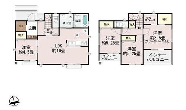 【4LDK】南向きの明るく開放的なLDK♪
シューズインクロークやWICがあるので荷物が増えてもすっきり収納できます！