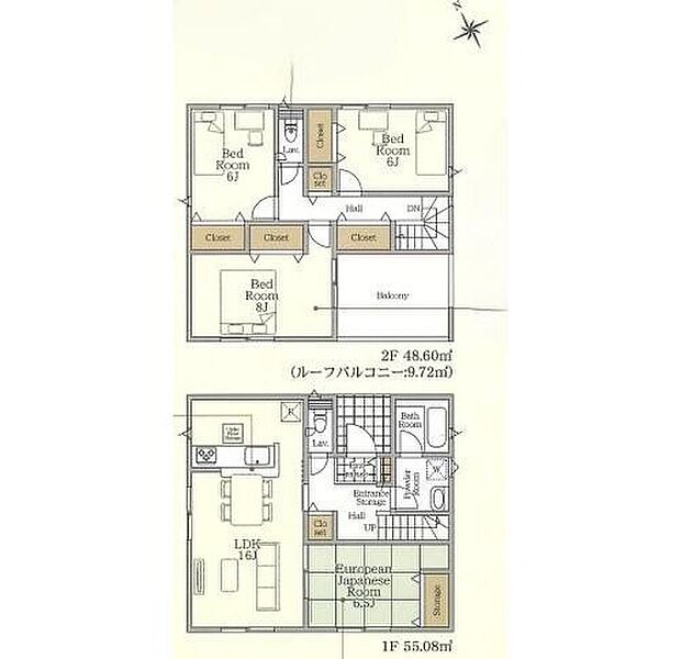【4LDK】全室6帖以上！
各居室に収納も完備しているので荷物が増えてもスッキリとお使い頂けます♪