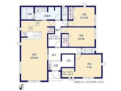 ◇ワンフロアで生活が完結する生活動線がコンパクトな平屋建てプラン♪
◇SIC、WIC、FC、Pantryなど収納スペースが豊富な間取り♪
◇水回りが集中しており、効率的でストレスのない家事動線♪ 