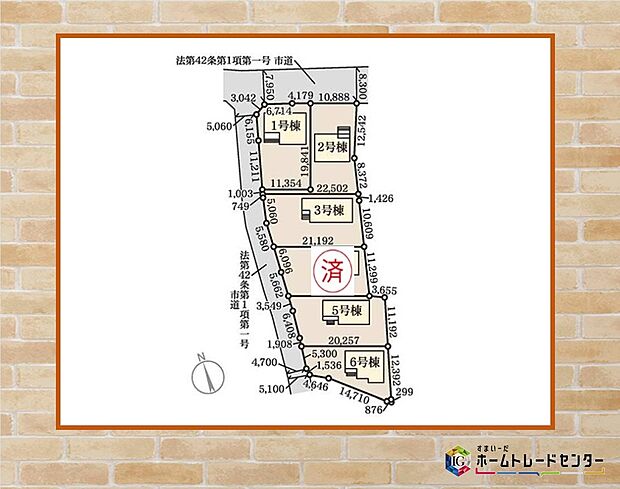 【全体区画図】前面道路は交通量が少なく、落ち着いて駐車できます♪