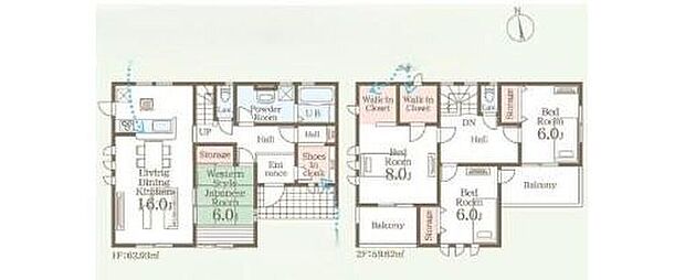【4LDK】全室南向き♪明るく開放的なLDK♪
WICやシューズクロークなど大型収納も充実しています。