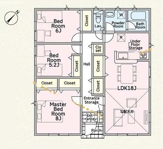 【3LDK】◇広々敷地を活かしたゆとりの平屋プラン♪
◇効率的でストレスのない家事動線。水回りが集中しており、移動がスムーズ♪
◇豊富な収納スペースでお部屋がスッキリ片付きます◎