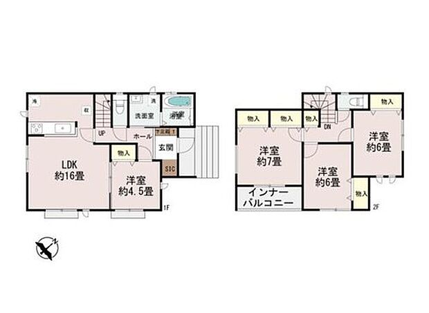 【4LDK】お子様が小さい頃は寝室、大きくなったら書斎など用途自在な1階の居室♪
ご夫婦で使い分けができるワイドなダブルクローゼット♪
急な天候の変化があっても洗濯物が雨に濡れにくいインナーバルコニー♪