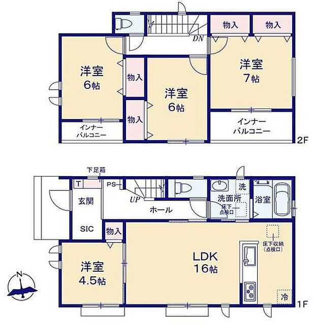 【4LDK】広々とした解放感のあるLDKに、自分好みのインテリアでレイアウト。季節ごとに模様替えなども、楽しみの一つとなりそうです♪
全居室に収納を完備しておりますので、居室の全空間を有効活用出来ます。