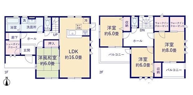 【4LDK】収納力があるシューズインクローク♪そのままホールへつながるスムーズ動線♪
主寝室8帖には2つのWIC!衣類や季節物など用途別に収納できて便利♪
キッズスペースや客間として使えるあったら便利な和室♪