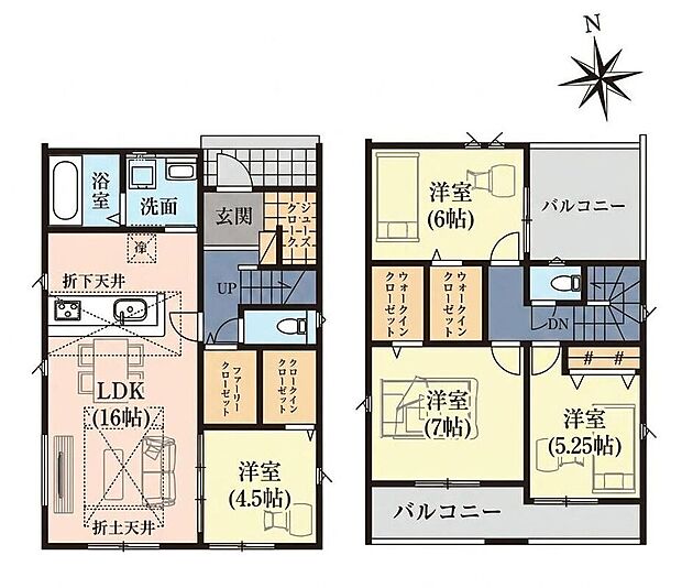 プラン建物価格：1800万円　プラン間取り：4LDK　プラン建物面積：105.99m2