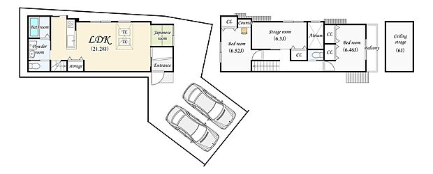 【2号地新築参考プランA】
自由設計のためまどりの変更はご自由にOK♪
お客様の理想のまどりをお聞かせください!