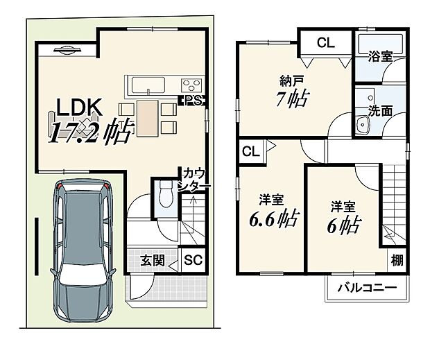 【新築参考Aプラン】建物価格：1900万円　建物面積：89.70m2