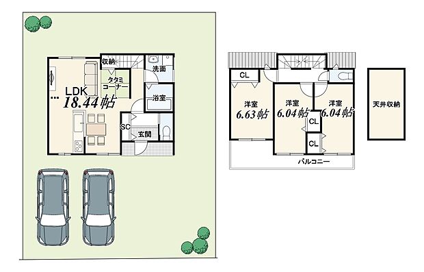 【新築参考プランC】建物面積85.92m2　建物価格1799万円