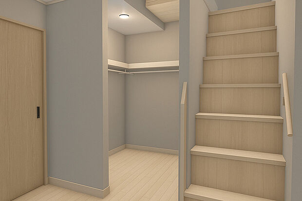 【【4LDKプラン・イメージパース】】リビング内にウォークインクローゼット!家族みんなのお洋服も収納可能です♪