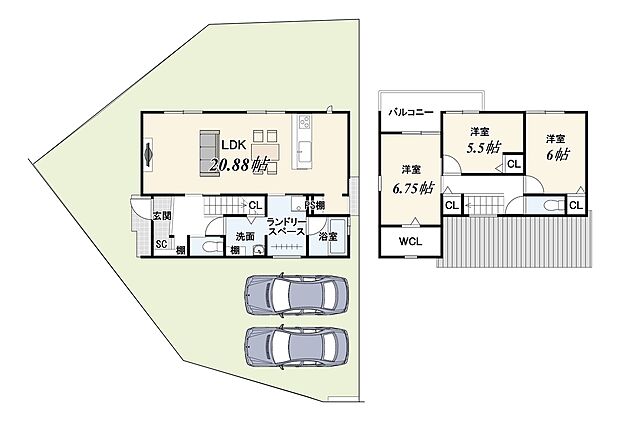 【新築参考メインプラン】建物価格2299万円/建物面積98.42m2