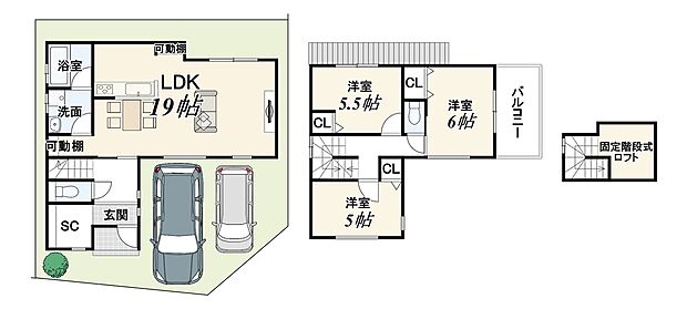 【１２号地・新築参考プラン】建物面積：85.86m2、建物価格1824万円
