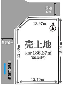 仮測量面積：186.27ｍ2
大原野西竹の里町１丁目西地区地区計画
法22条 