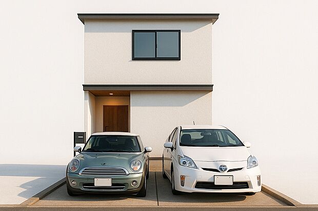 【【2号地：（パース図：外観）】】夢を叶える自由設計！間取り変更可能です！（※実際の色味や材質とは異なる場合がございます）