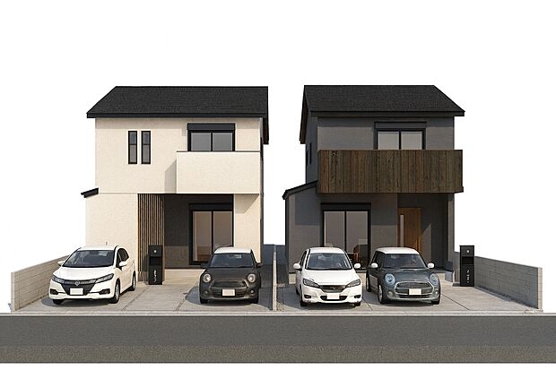 【【パース図:分譲町並み】】\全2区画の新築分譲地/
「こんなお家に住みたい!」を可視化。お客様のご希望の間取りでパースの作成も可能です。(※実際の色味や材質とは異なる場合がございます)