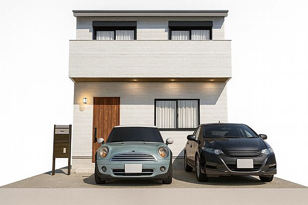 【【パース図:1号地外観】】「こんなお家に住みたい!」を可視化。お客様のご希望の間取りでパースの作成も可能です。