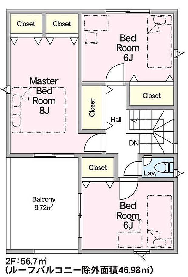 【4LDK】1号棟　2F　間取図
