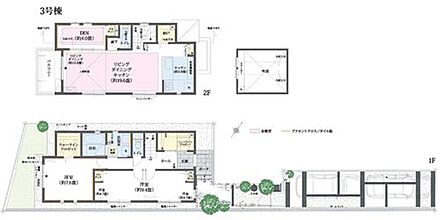 DEN、吹抜LD、大型SIC、パントリー、2D1R、2台駐車
4LDKに変更可能（有償） 