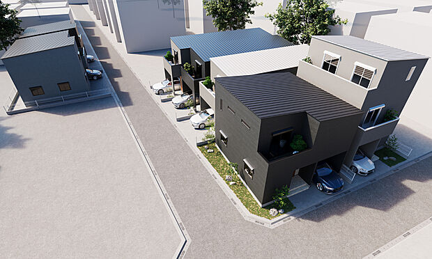 【街並みパース】
外構から内装まで、お好みで創れる自由設計対応の分譲地♪ご家族にぴったりの新生活を、ここから始められます。