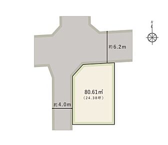 2沿線利用可能な限定1区画。「完全自由設計」で理想の住まいが実現できます。北側・西側の2面が接道しており、採光・通風が確保しやすい土地です。 