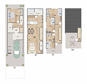20帖超の2階LDKに水回りを集約し、家事動線に配慮。洋室4部屋は約4.8帖～約7.0帖とゆとりある広さ。多用途に活用できます。《建物面積99.41m2、建物価格2083万円》 