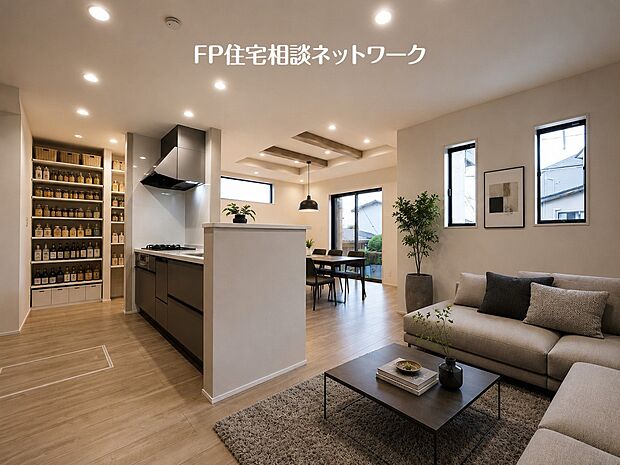 ■リビング■本画像はAIがCGで家具作成しており、実際の現地に家具は設置されておりません。また、販売価格に家具等は含まれておりません。
