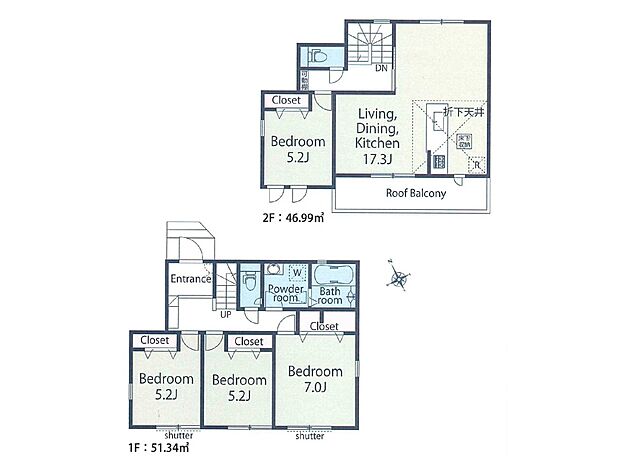 【間取図】建物プラン例(2号地)