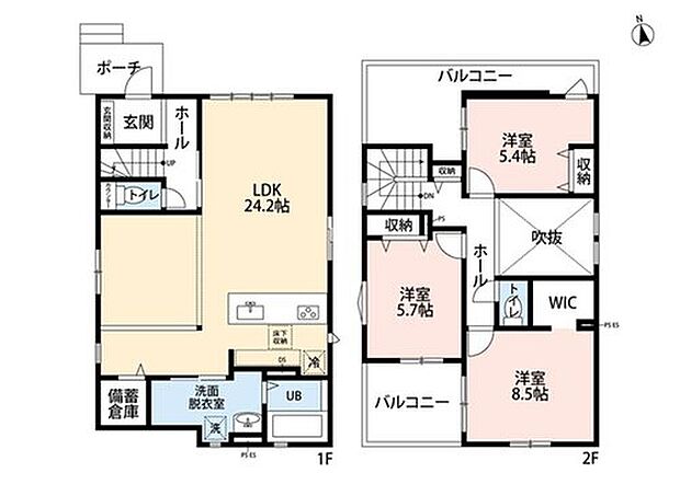 (1号棟)、価格4588万円、3LDK、土地面積128.68m2、建物面積104.16m2