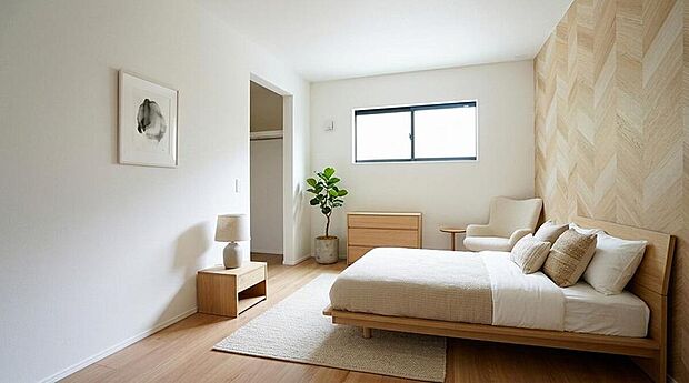 家具はイメージです。主寝室としてお使いいただけそうなこちらのお部屋は、日当たりが良く、爽やかな風を感じて起きる朝は、快適生活の始まりに。