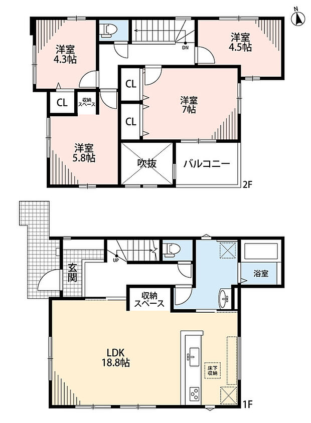 水回りが1ヵ所に集中した家事導線に配慮した間取りです^^