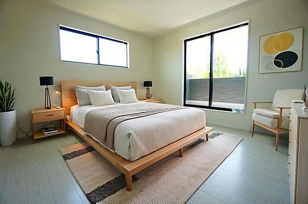 【リビング以外の居室】家具はイメージです。ご夫婦お二人のプライベートシーンを演出する寝室は、大容量のウォークインクローゼット付き。


