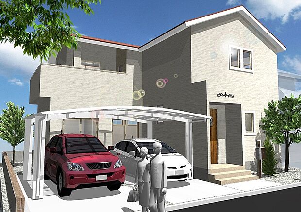 【参考イメージパース】カーポートや玄関周りのデザインもお好みに合わせて作れます。